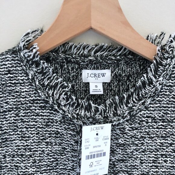 NWT J.Crew Short-sleeve Fringe Lady Cardigan Sweater Black - Picture 4 of 5